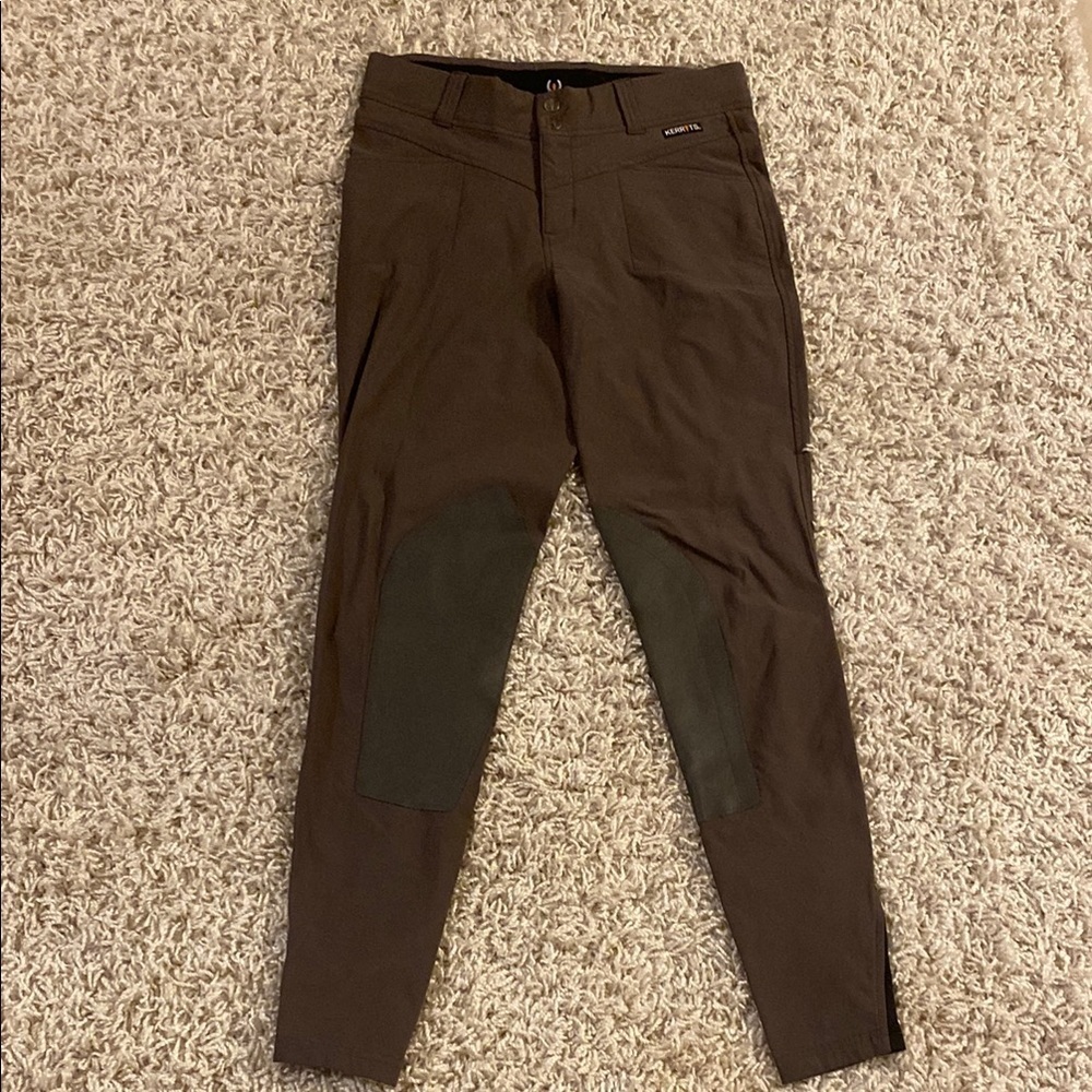Kerrits Brown Skinny Riding Breeches with Black Knee Patches